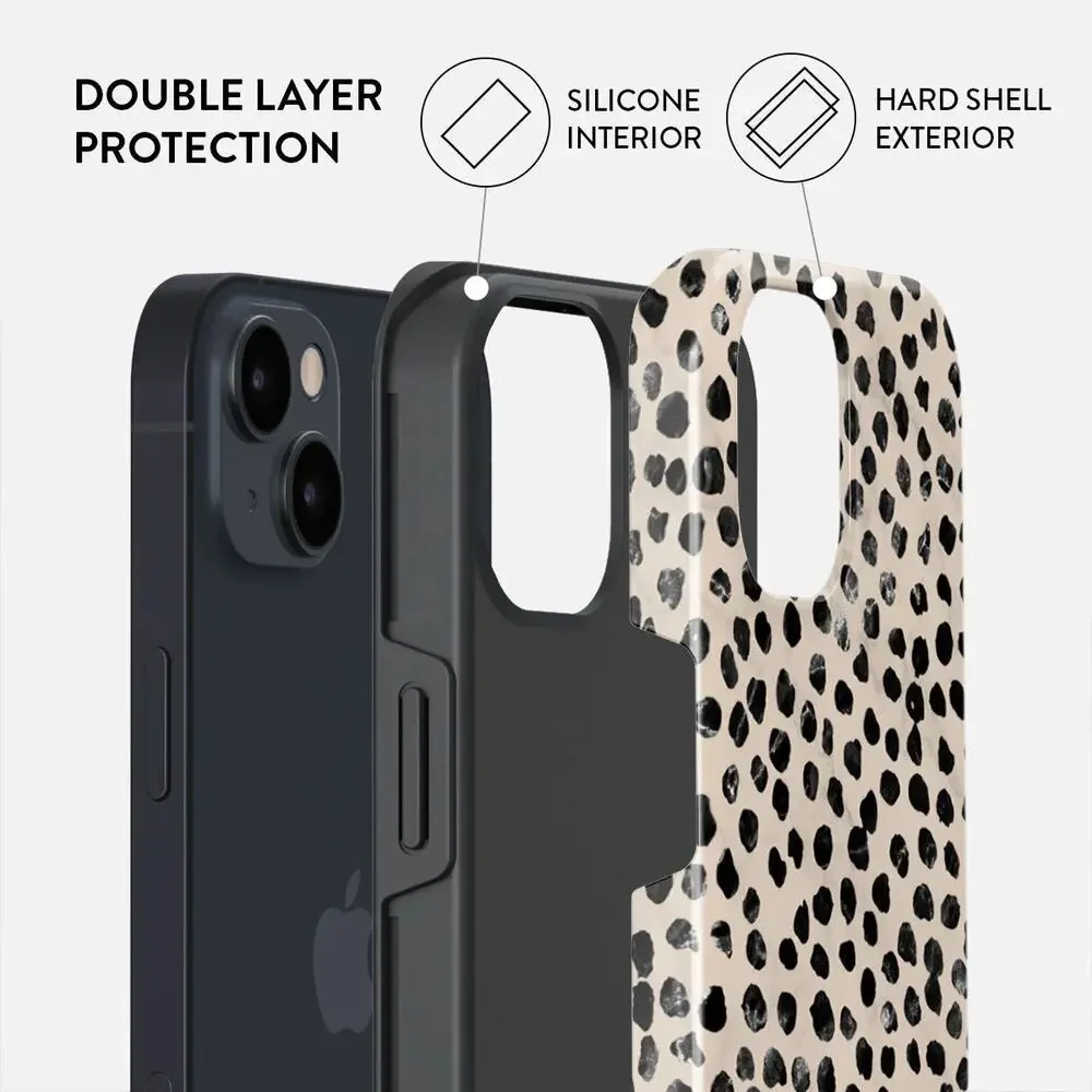 NIB BURGA Almond Latte Tough Case for iPhone 15 Pro Dalmatian Spot